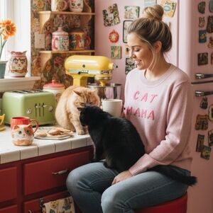 LOFT Cat Mama Sweater Women's Size XS Pink Heather‎ Knit Wool Blend Pullover